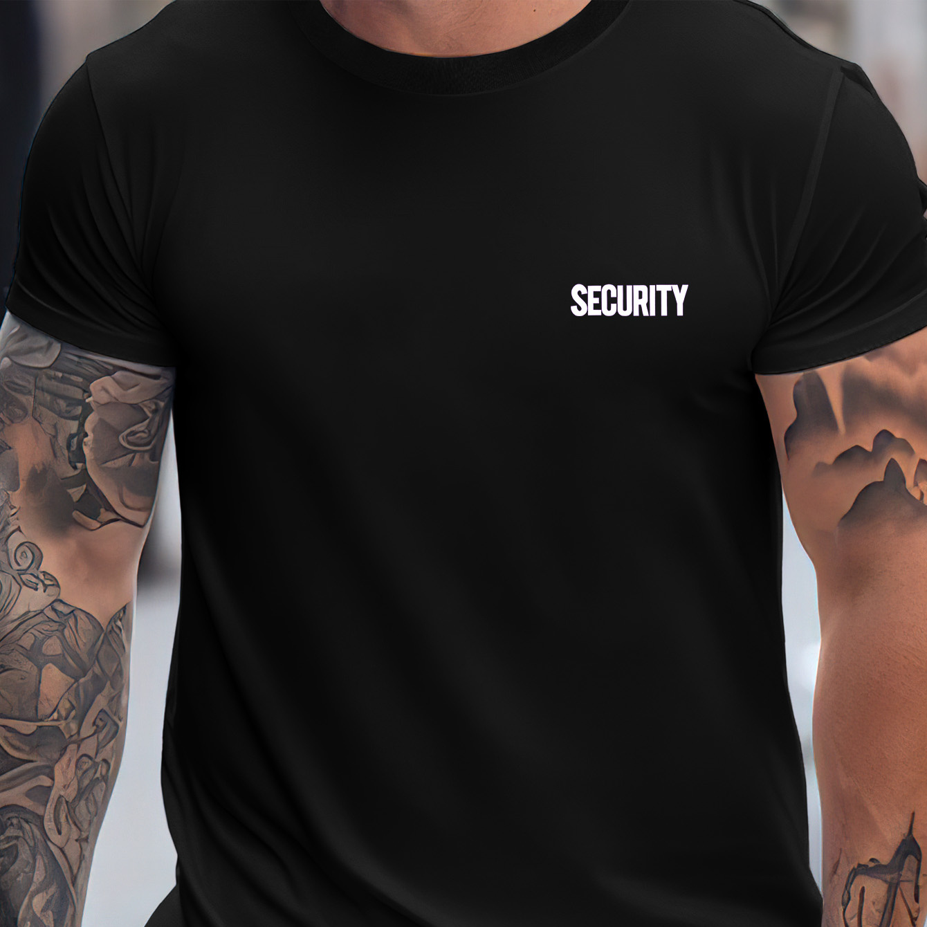 

Security Print Men's Short Sleeve Versatile T-shirt, Comfy & Breathable, Summer Casual Clothing