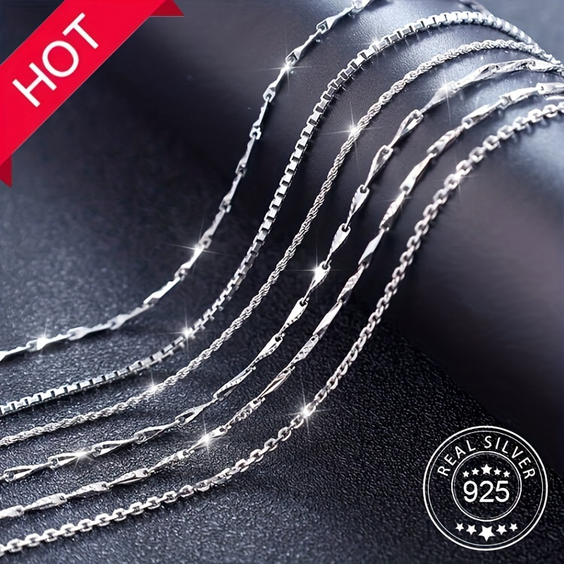 

1pc S925 Sterling Silver Mens Necklace - Stylish & Versatile Hip Hop Design - Urban Trendsetter With Multiple Chain Options - Durable & Exclusive Accessory