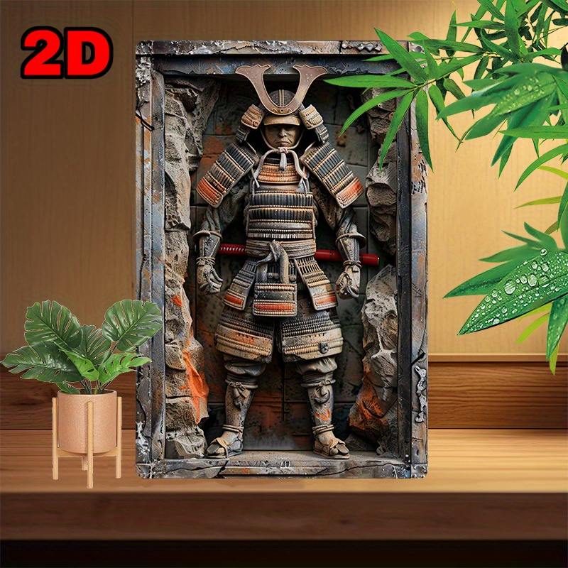 TEMU Japanese Samurai Armor Aluminum Wall Art - 100% Waterproof, Sturdy Metal Sign 8x12 Inches - Indoor/outdoor Decor With Higher Bend Resistance For Home, Room, Kitchen - 1 Piece