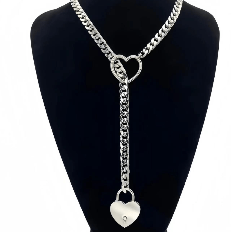 

1pc 2 Styles Of Fashionable Hip-hop Punk Love Chain Stainless Steel Women's Silvery Necklace For Party, Dance, Birthday