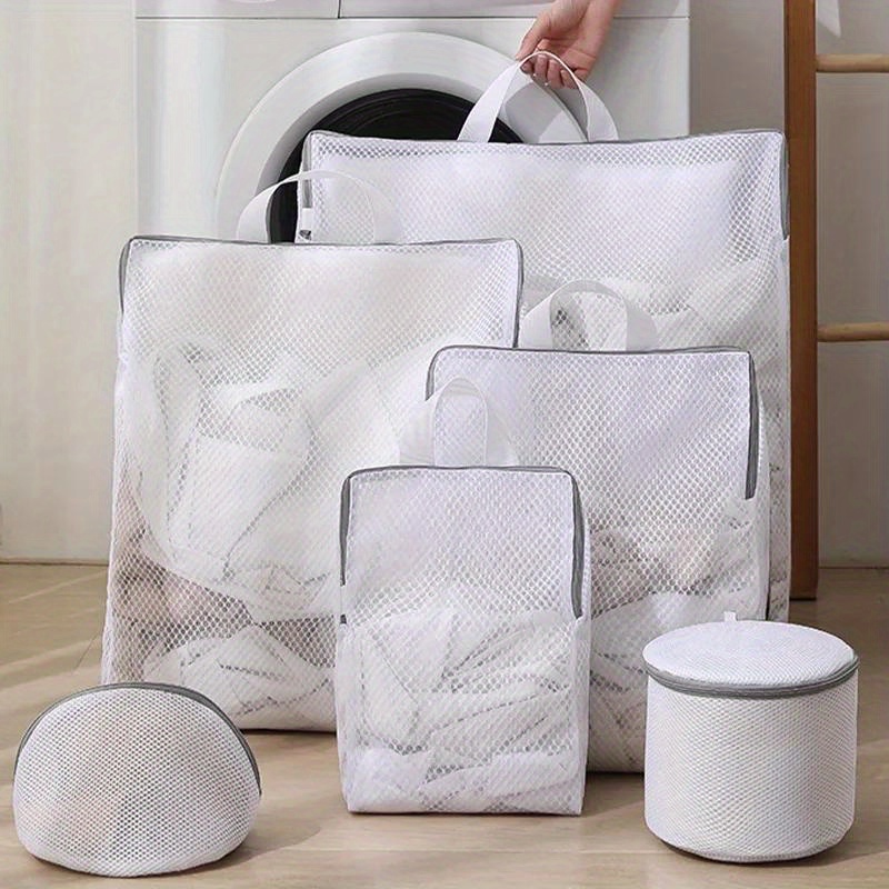 polyester mesh laundry bags set for washing machine with   zipper woven apparel wash bags for   bras socks and lingerie reusable   laundry storage bags details 0