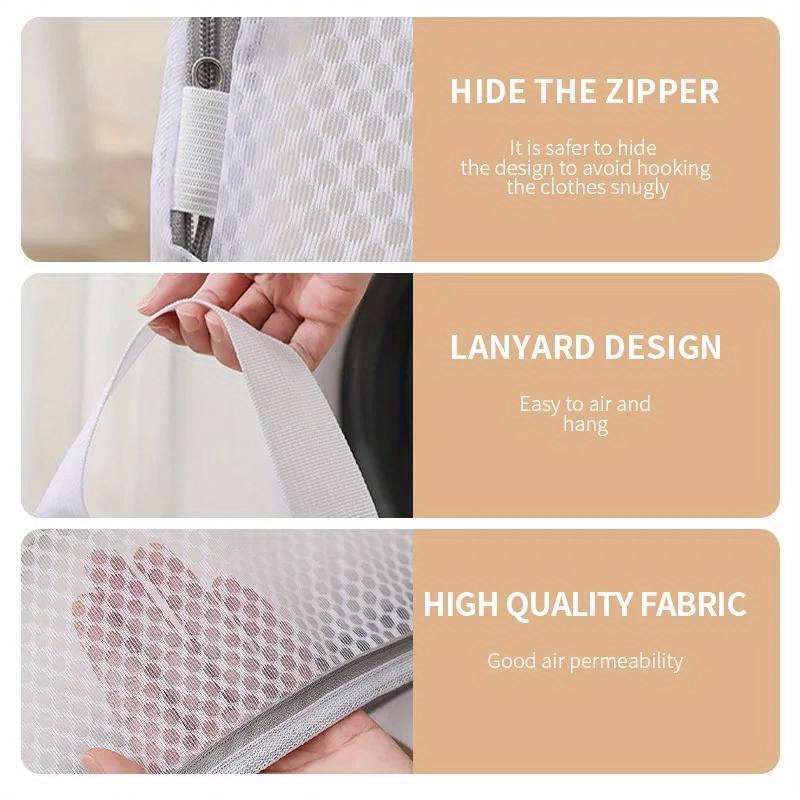 polyester mesh laundry bags set for washing machine with   zipper woven apparel wash bags for   bras socks and lingerie reusable   laundry storage bags details 5