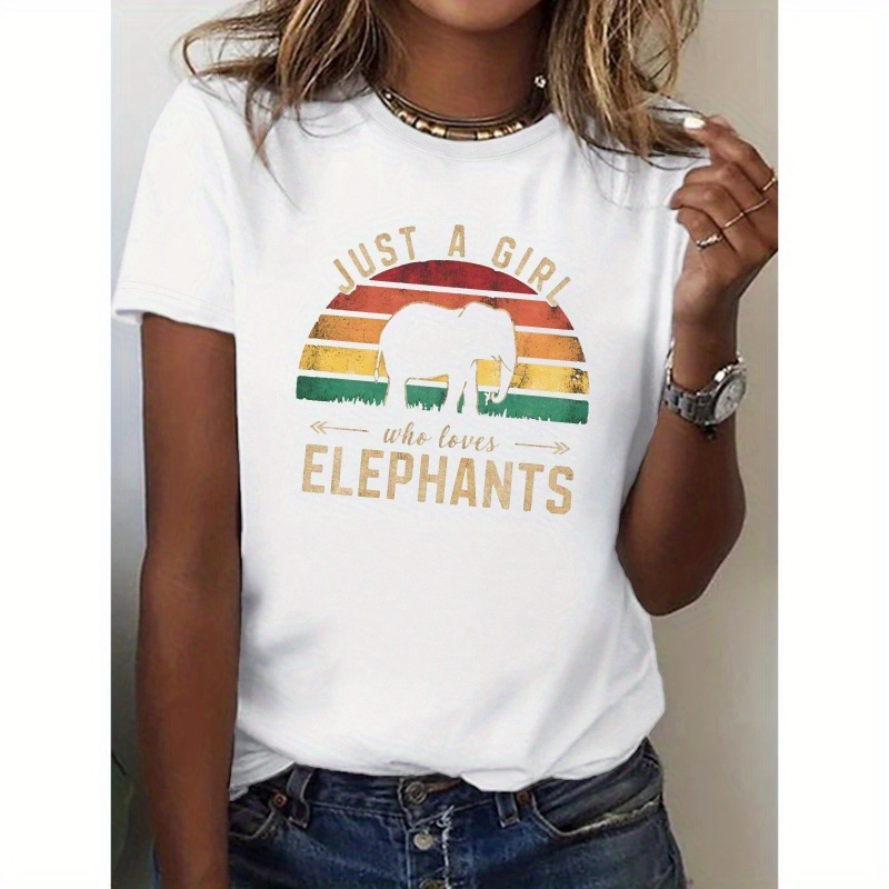 

Crew Neck T-shirt, Casual Short Sleeve Top For , Women's Clothing