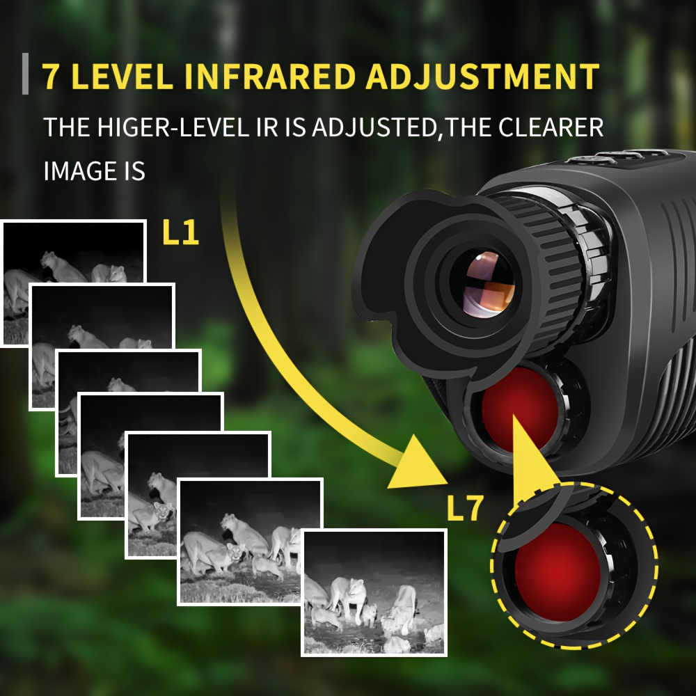 

Monocular Night Vision Device 1080p Hd Infrared 5x Digital Zoom Hunting Telescope Outdoor Day Night Dual Use 100% 300m Type-c Port Built-in 2600mah Charge Lithium Battery Does Not Include Memory Card