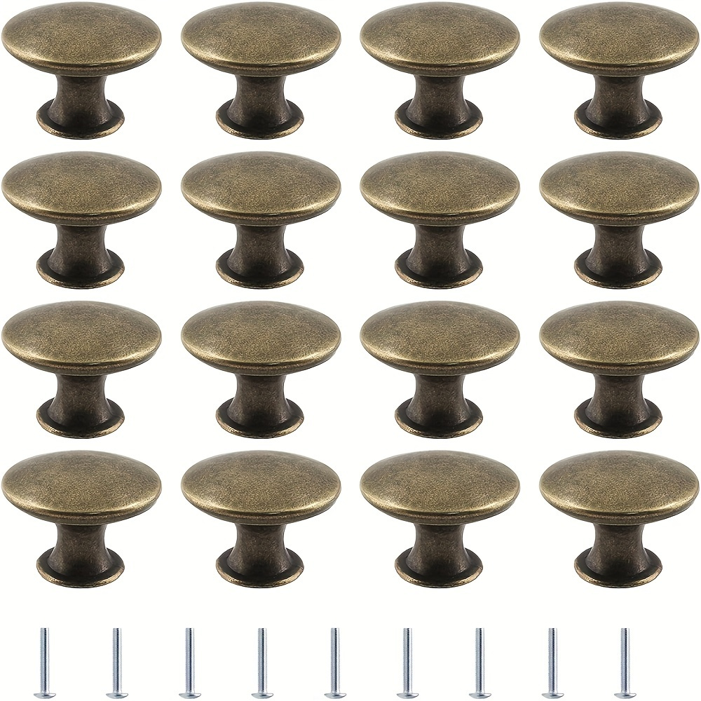 

10 Pcs Vintage Bronze Cabinet Knobs - 1.18" Round Single Hole Pull Handles For Furniture, Kitchen Cupboards, Closets, Wardrobes - Drawer Handles