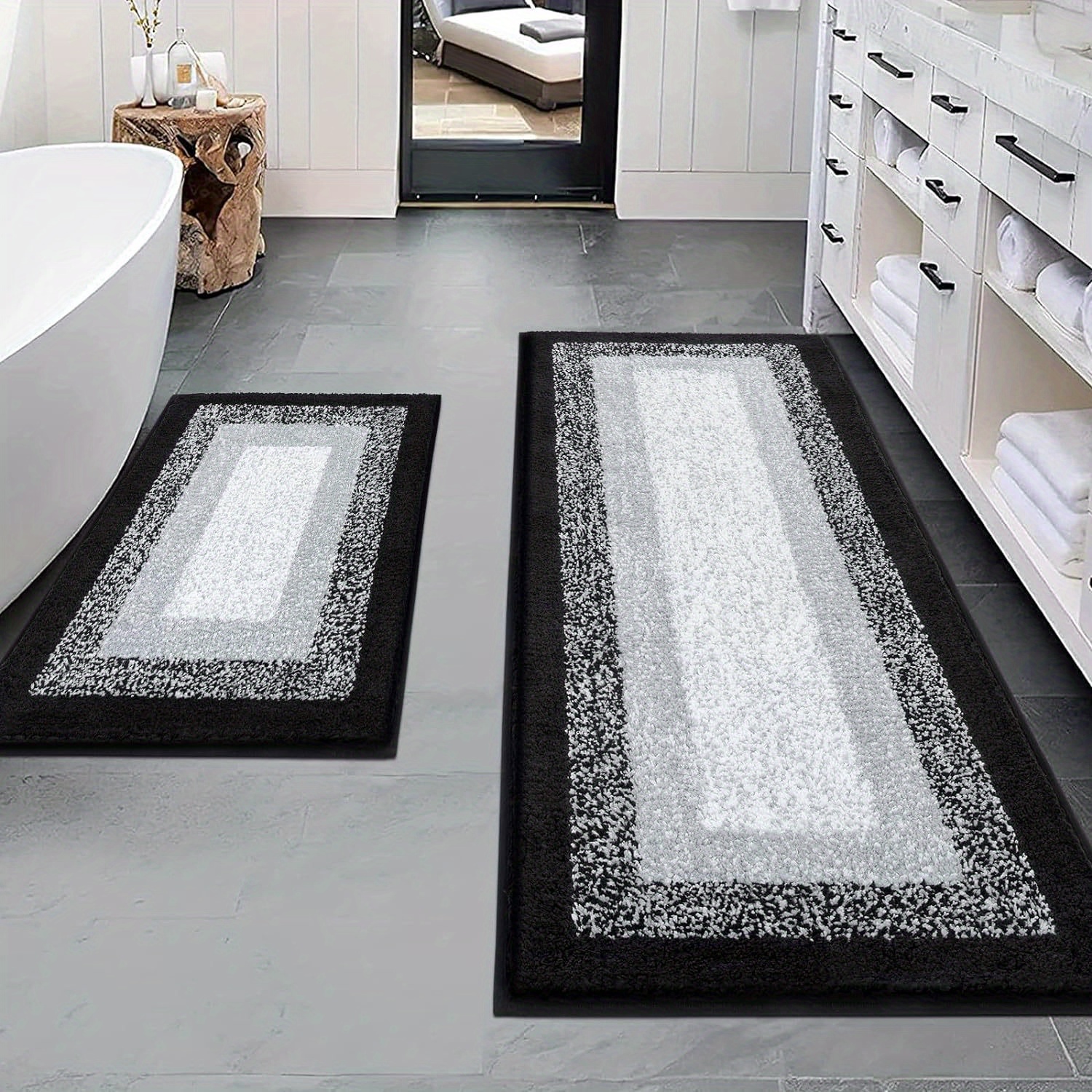 

Bathroom Rug Set 2 Piece, Non-slip Plush Bath Mat, Soft Absorbent Microfiber Bath Rugs Machine Washable Bath Mat With U-shaped Toilet Mat For Bathroom