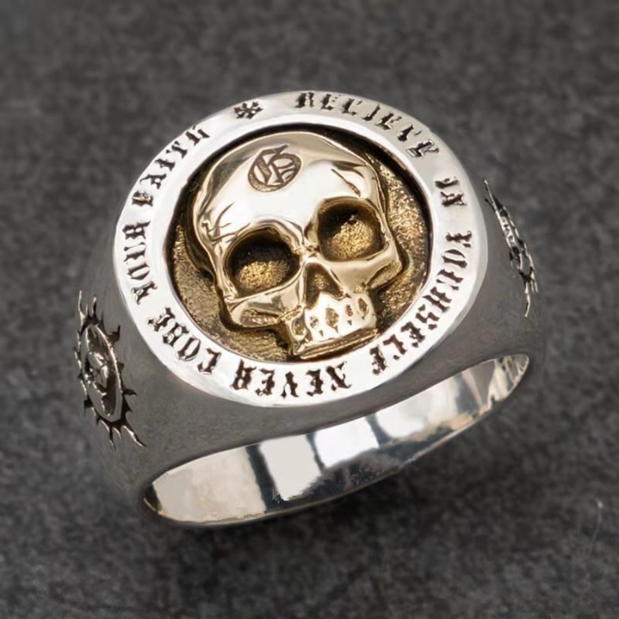 

1pc Luxury Men's Fashion Skull Ring Hip Hop Popular Punk Party Jewelry For Boyfriend Girlfriend Husband Father Birthday Christmas Anniversary Gift Ring Size Us 6-13#