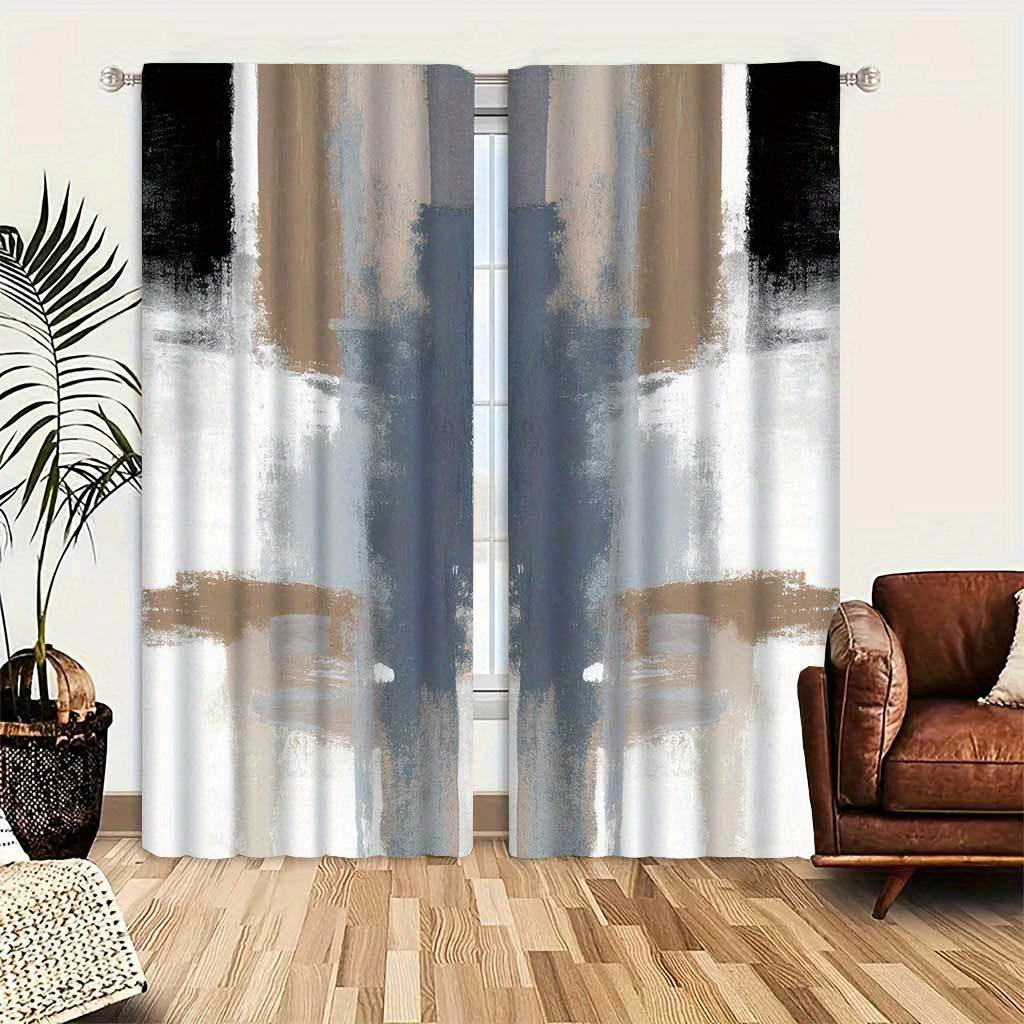 

Vintage-inspired Jacquard Polyester Curtains With , Easy Machine Wash, Includes Tie Back - Elegant For Living Room And Bedroom, Charm, Easy To Hang