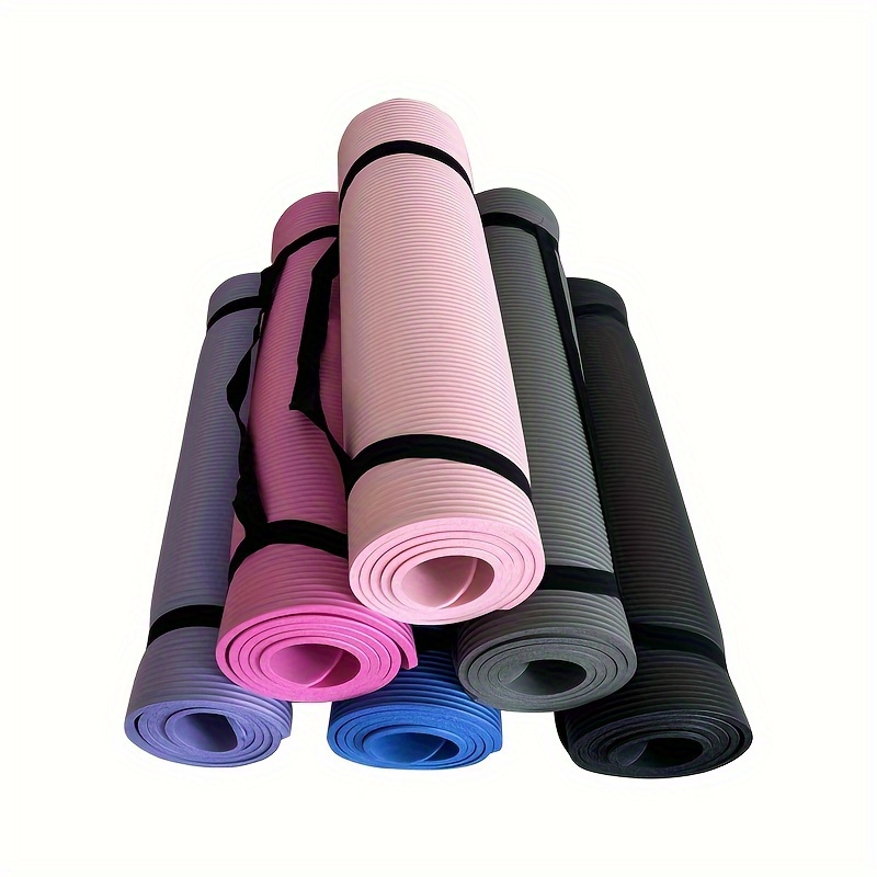

Extra Thick Non-slip Yoga Mat With Carry Strap - Durable Nbr Rubber, Perfect For Home Fitness & Dance Training Yoga Equipment