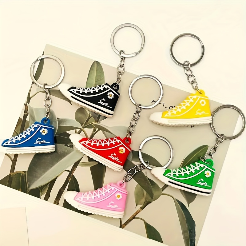 TEMU Ensemble de 6 porte-clés adorables de chaussures montantes marguerite - Mini breloques amusantes en silicone pour sacs à chaussures - pour les