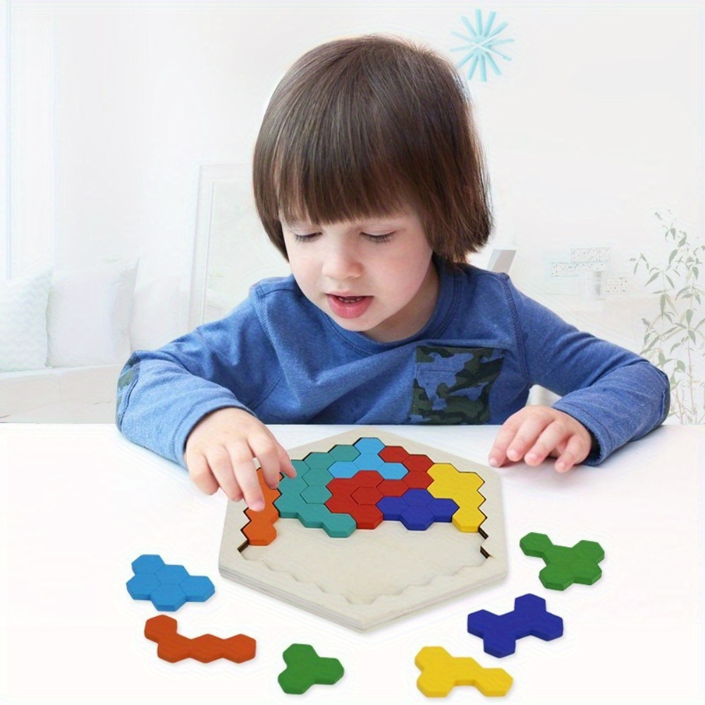 

[ ] 3d Hexagonal Wooden For - - , Toy For Preschoolers