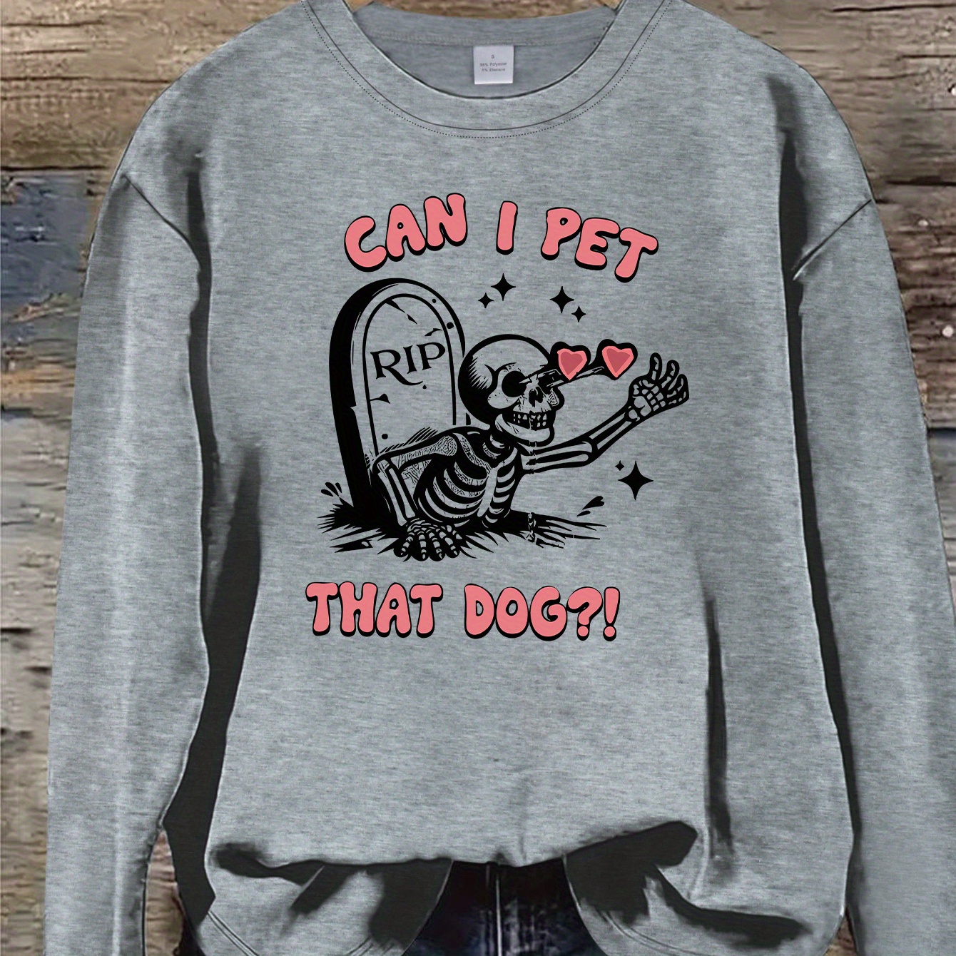 

Skull Print Pullover Sweatshirt, Casual Long Sleeve Crew Neck Sweatshirt For Fall & Winter, Women's Clothing
