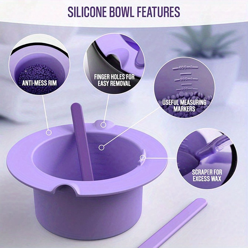 

1pc Easy-clean Purple Silicone Wax Heater Pot With Spatula - , & -resistant, Wax Melting