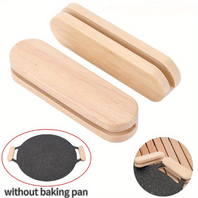 TEMU Wooden Pan Handle Set, 2pcs - Heat Resistant, Detachable Handles For Cookware, Ideal For Camping & Picnic Bbq, Non-food Contact Grill Pan Accessories