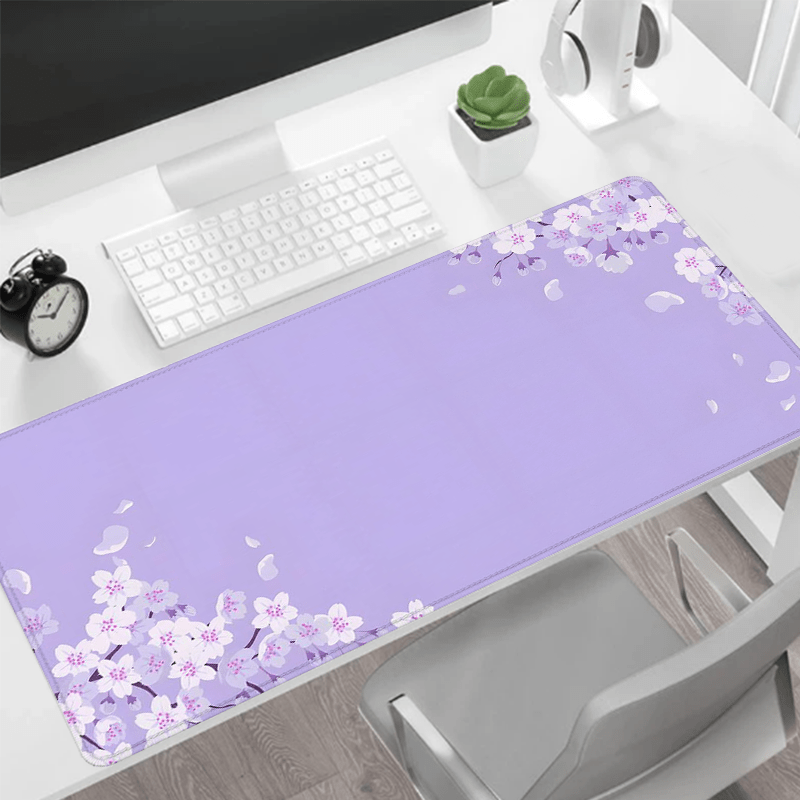 

Elegant Cherry Gaming Mouse Pad - Large 31.4x15.7" Desk Mat With Non-slip Rubber Base & , Purple Sakura Aesthetics - Perfect Gift For Gamers Large Gaming Mouse Pad For Desk