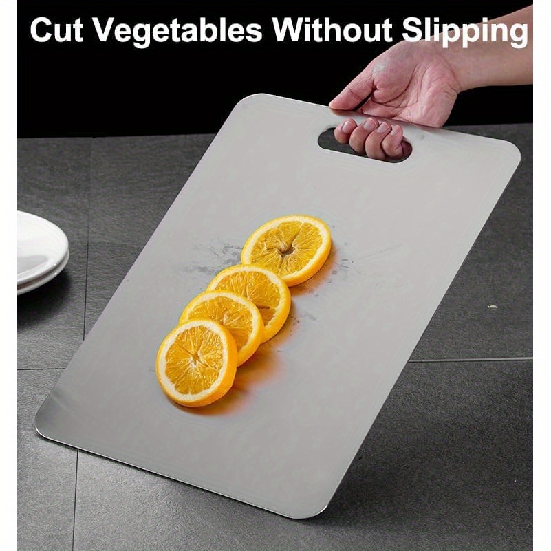 popular   2024 premium double sided titanium cutting board food grade stainless steel rust resistant   for meat fruits vegetables dishwasher safe   sizes meat cutting board sleek cutting board easy   details 2