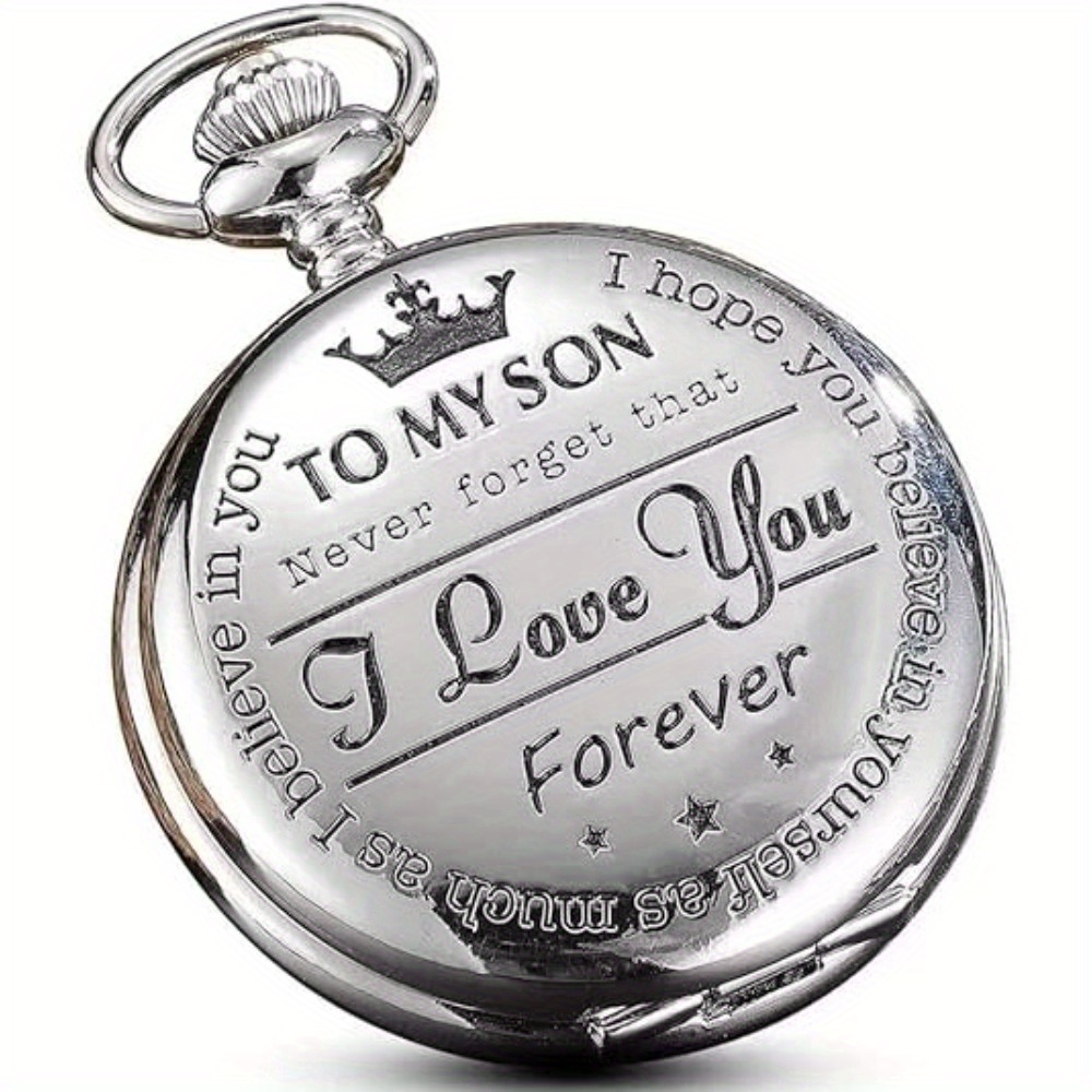 engraved pocket watch son a mom dad birthday Temu