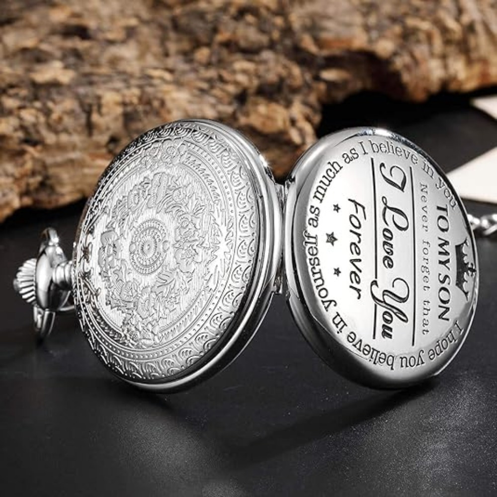 engraved pocket watch son a mom dad birthday Temu