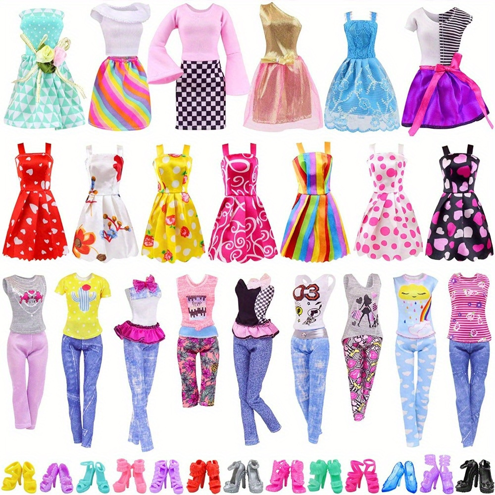 

Deluxe 33pcs Doll Outfit Set For 11.5" Dolls - Includes Skirts, Shoes, Crown & Magic Wand