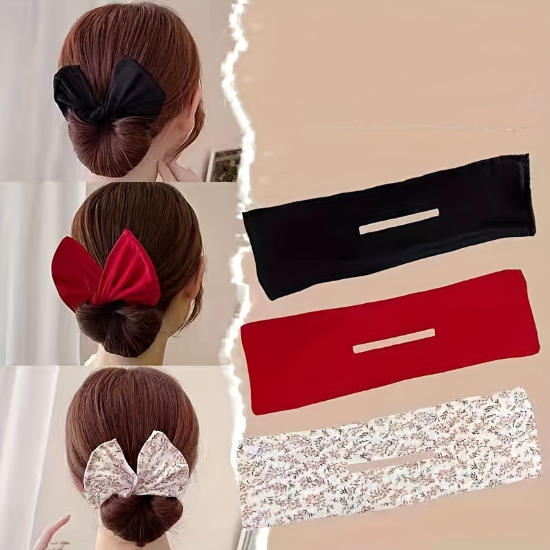 

Elegant Bow Pendant Hair Bun Maker: Minimalist Solid Color Headband, 14+ Years Old