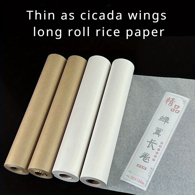 

Rice Paper Roll For Calligraphy - 20m Extra Thin Semi-raw Xuan Paper With Feather Edges, Transparent Tracing & Sketching Sheet