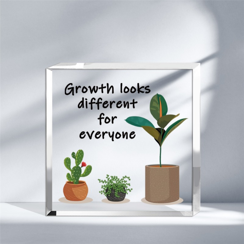 TEMU 2d Flat, " Growth With A Unique Plant Motivational Wooden Sign For Home, Bedroom, Office Desk, Or Table Decor. This Inspirational Gift Is Perfect For Up A Coworker Or Friend."