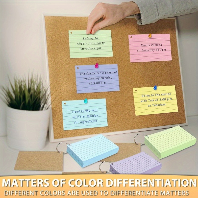 Cue Cards 500 Colored Index Cards 3x5 Inch With Rings & Markers - Colorful Flashcards For Studying, Notes & Memory Revision Cards