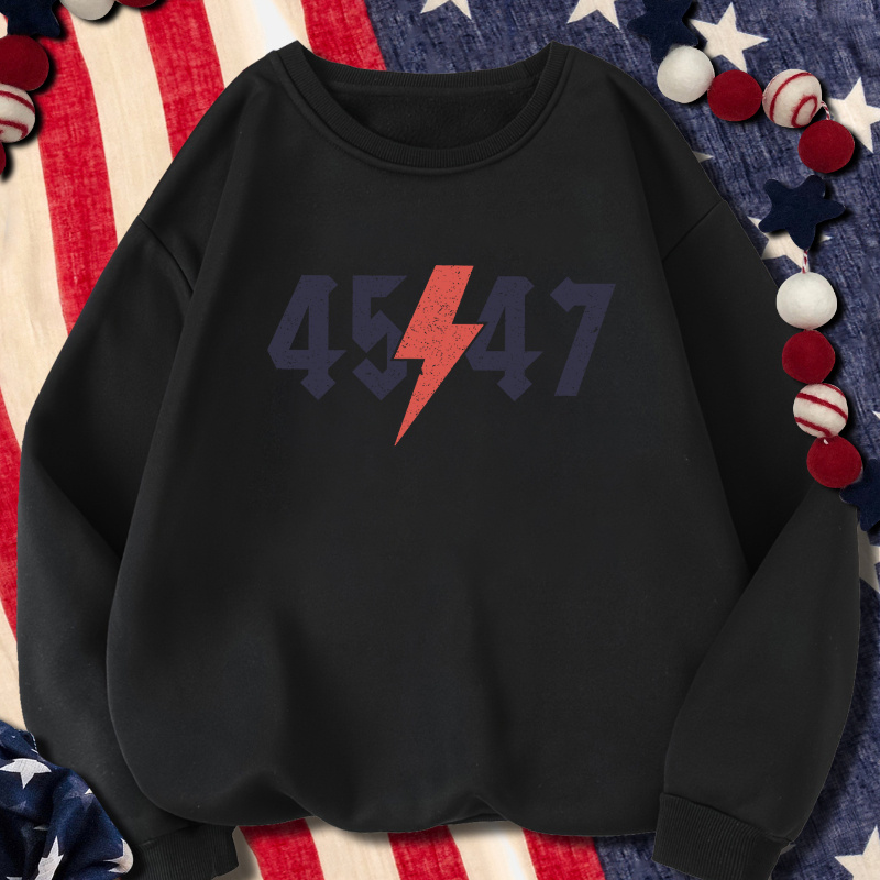 

45-47 Presidential Election Sweatshirt: Adult, Women's, Casual, Polyester, Knit, Round Neck, Letter Design, All Seasons