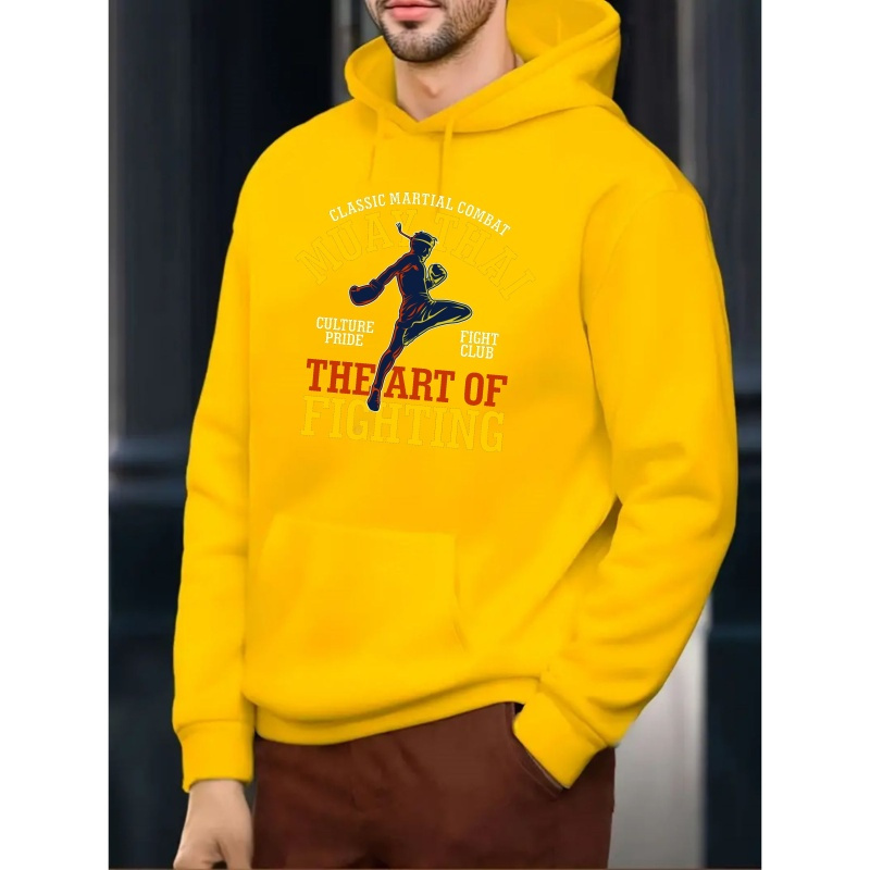 

Sweat à Capuche en Polaire Confortable pour Homme avec Imprimé Lettres Tendance - Pull Décontracté pour Automne/Hiver, Poche Kangourou, Manches Longues