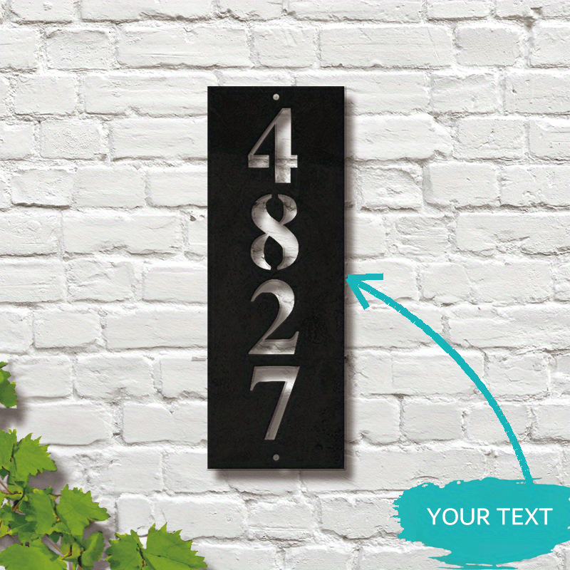 

Customizable Metal House Number Plaque - Vertical Address Sign For Porch Wall Hanging - Glam Style No-electricity Metal Address Numbers For Outdoor Display - Personalized Wall Mounted Address Sign