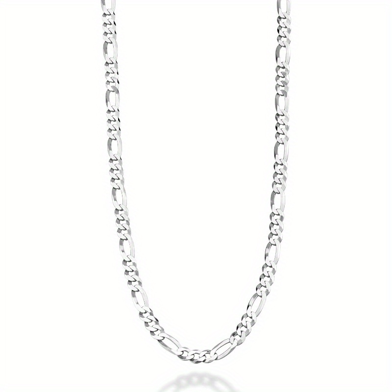 

Silver Italian 5mm Cut Link Chain Necklace For Men,