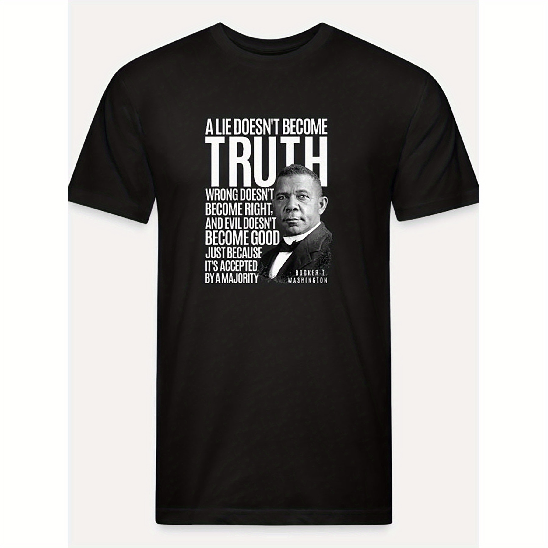 

T Washington Lie Truth Evil Good Black-4824 Funny Men's Short Sleeve Pattern T-shirt Series Black