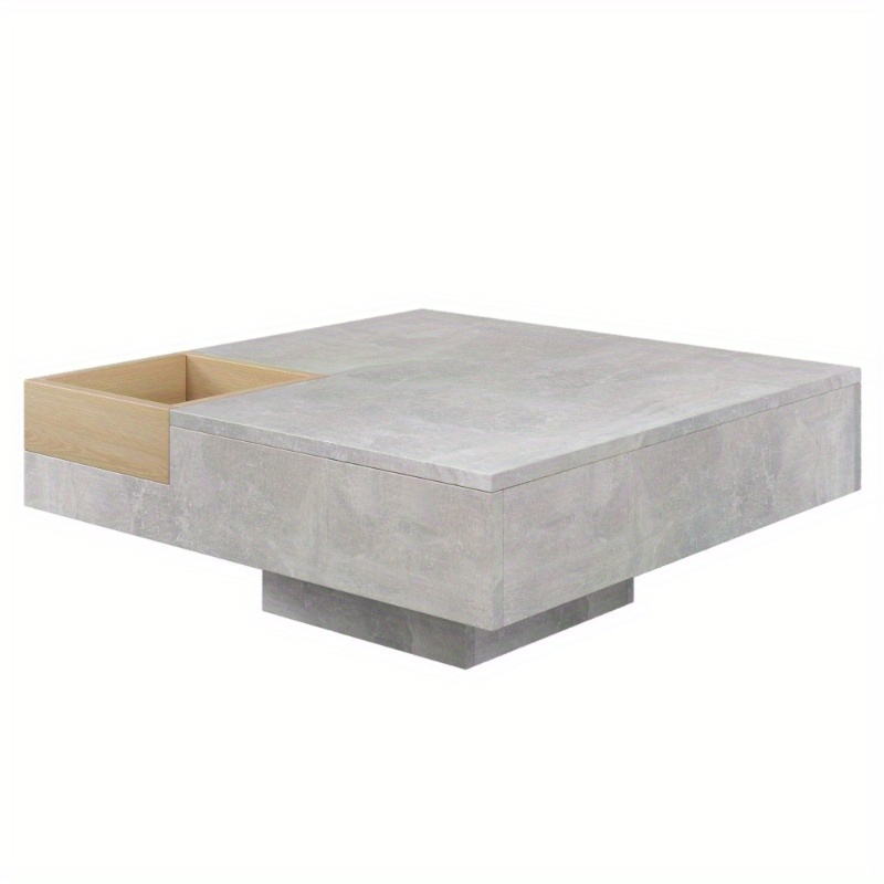 modern coffee table with removable storage box concrete gray and 72 72 30 cm perfect living room side table for stylish storage solutions details 2