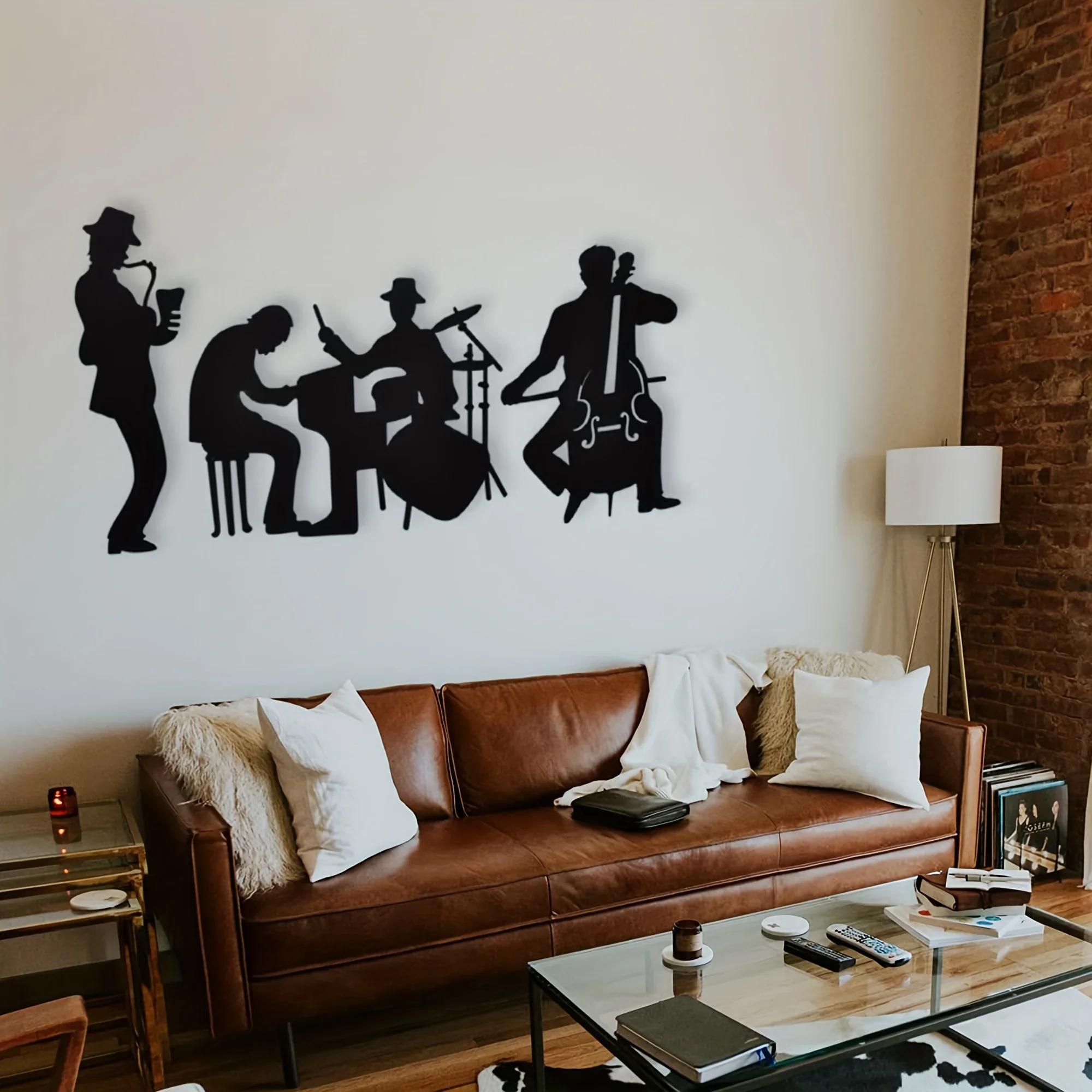 

3pcs Helloyoung Contemporary Metal Wall Art Decor - Theme Saxophone, Drummer & - High-quality Modern Wall Hanging For Living Room, Music Studio & Home Interior, Decor | Decor | Silhouette Design