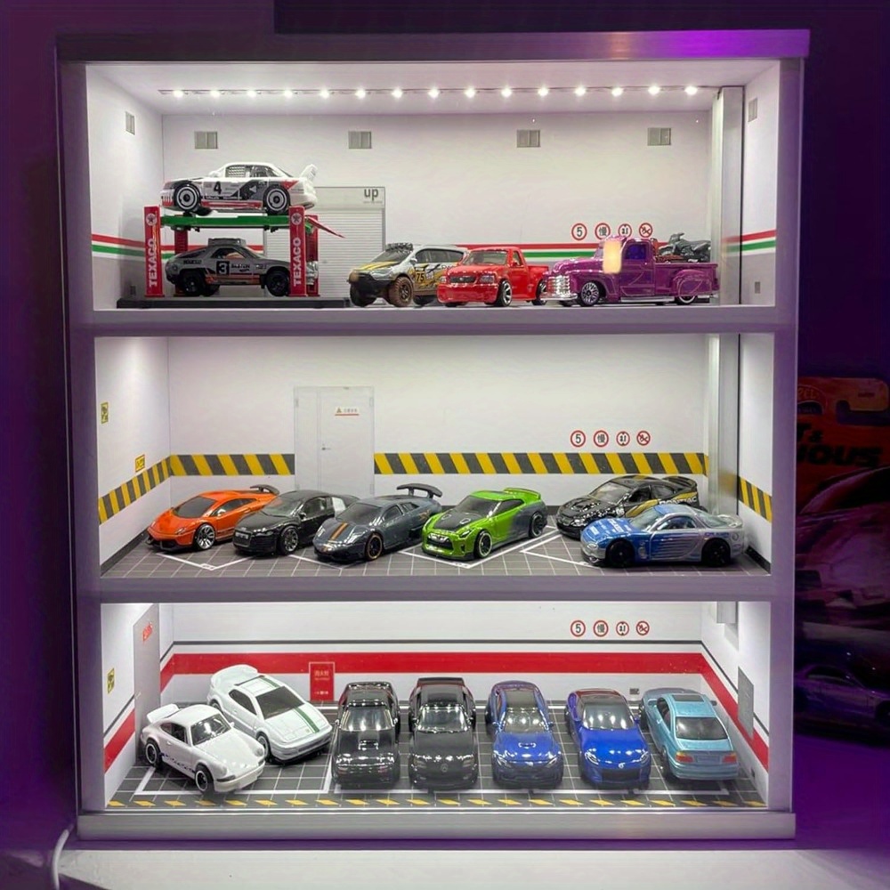 

Garage Display Case Collectible Display Model Car Display Case For Scale Mini Car Parking Space Scene Collectible Gift Decoration 3 Layer Model Car Garage