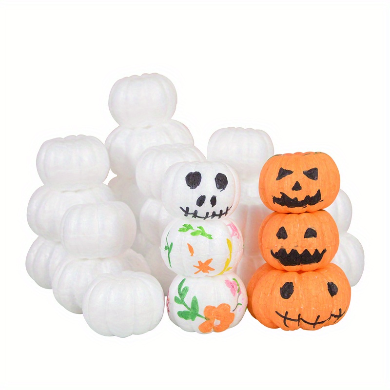 

10pcs Diy Foam Pumpkins For Decorations - Artificial Polystyrene Handcraft Pumpkins - Kids Craft Kits - Party Supplies No Electricity Or Battery Needed