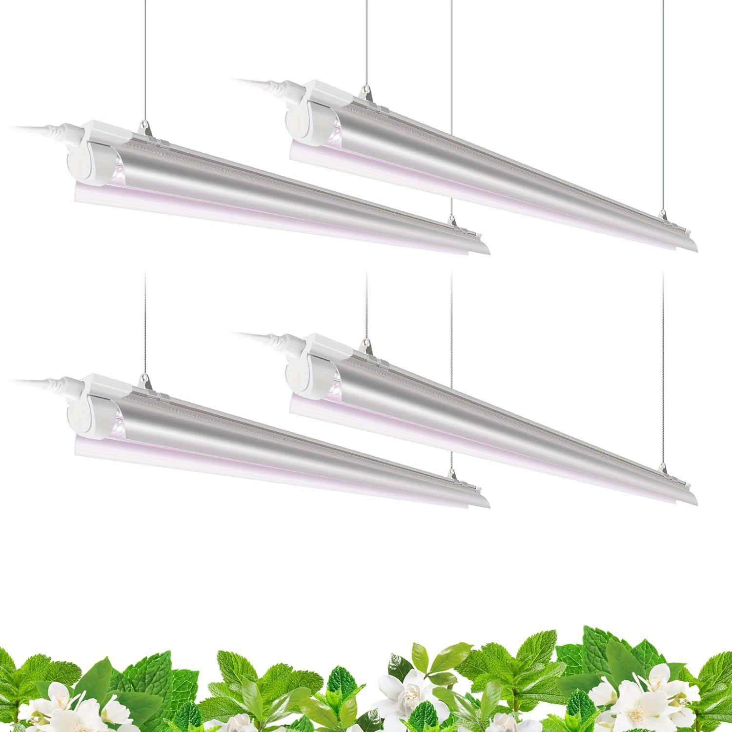 

4-pack Led Grow Light 4ft, 168w (4 X 42w, 1000w Equivalent), Full Spectrum, V-shape With Reflector Combo, Grow Lights For Indoor Plants, Greenhouse, Pinkish White