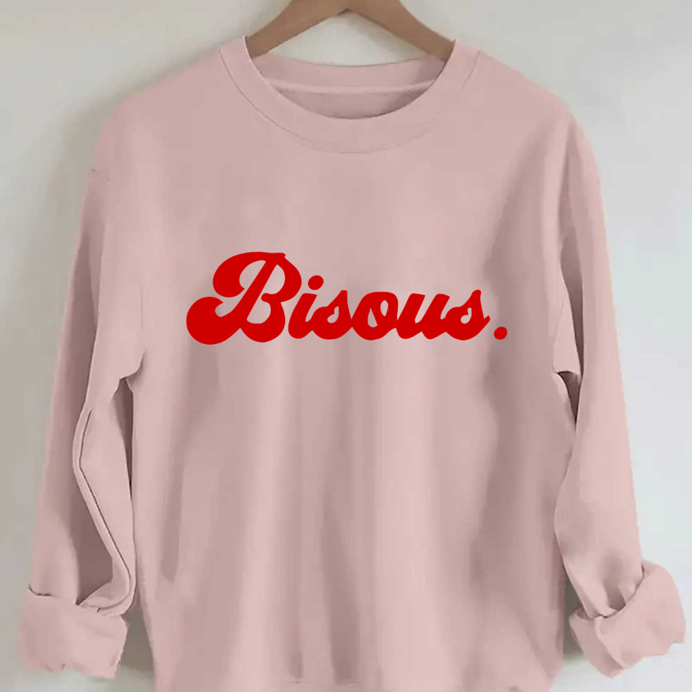 

Sweat-shirt décontracté en polyester pour femme avec de lettres "", col rond, tissu tricoté toutes , 100% polyester, 260g/m² - Confortable et élégant