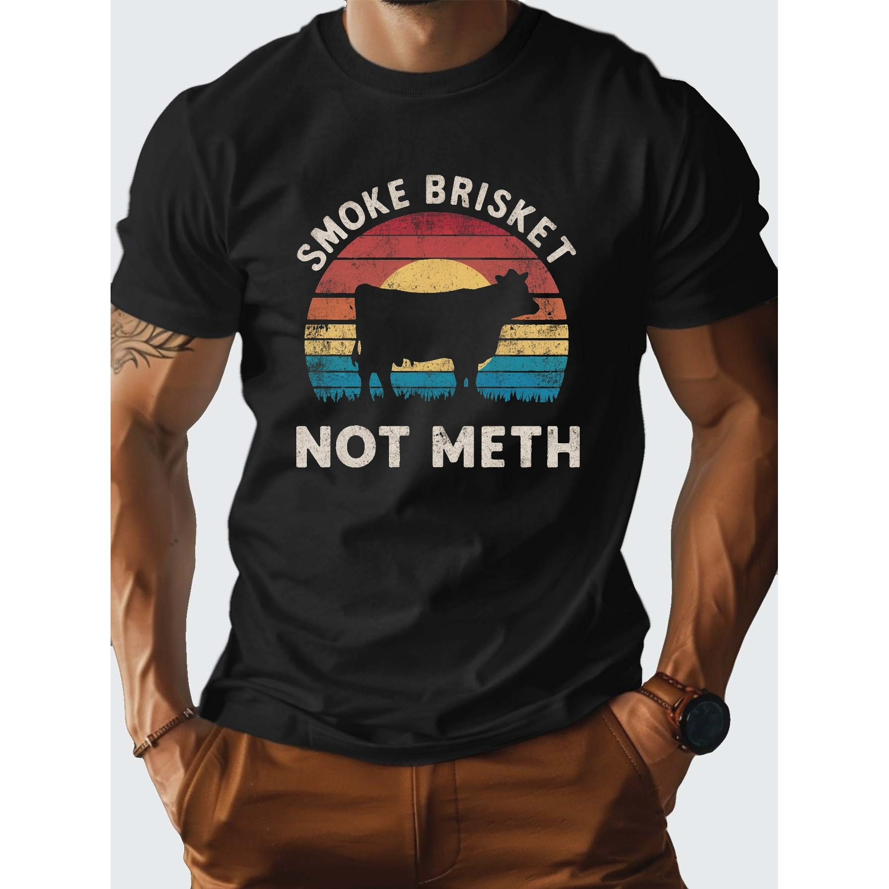 

Smoke Brisket Not Men's Cotton T-shirt, Comfortable Fit