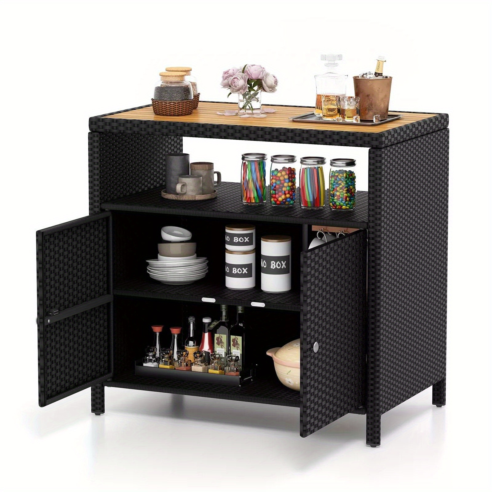 Outdoor sideboard with storage top