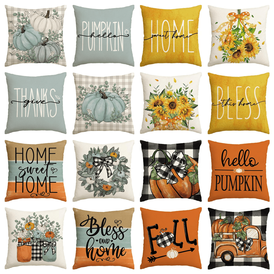 

4pcs Fall Pillowcover, , Decorative For Sofa, Decor, Decor, - Printed, No , 18inch X 18inch