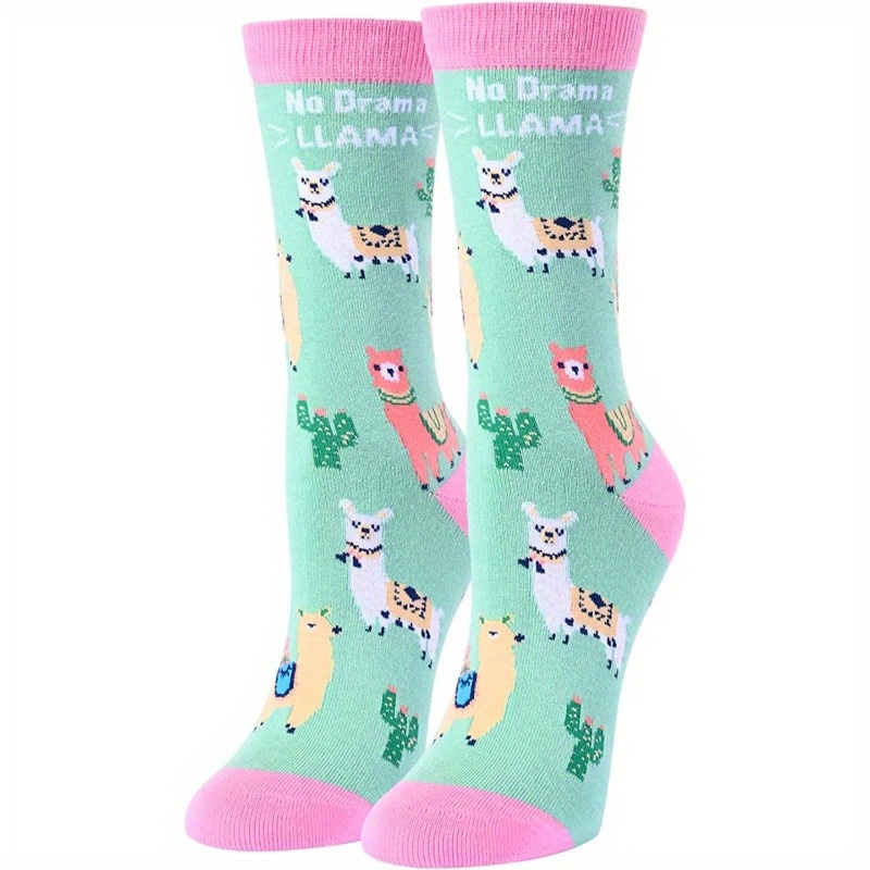 

Funny Cartoon Alpaca Socks - Novelty Animal Print Men's Socks - Hand Wash Or Dry Clean - Cotton, Polyester, Spandex