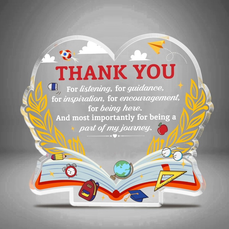 TEMU 12cm*12cm, Teacher Appreciation Gifts For Women Men, Thank You Gifts Teacher Acrylic Plaque, Inspirational Teacher Table Decor, Graduation Birthday Gifts, Retirement Gifts For Teachers Manager