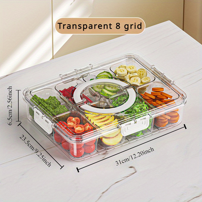 TEMU Transparent Fruit & Vegetable Storage Container - Food-grade, Sealed For Salads And Spices, Kitchen Organizer