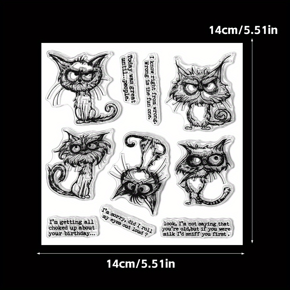 Image of Yixuan 5 Cute Cat Clear Stamps And Dies Set, Stamping Templates For Diy Scrapbooking, Card Making, Album Crafts, Handmade Decorations, Animal Recognition & Tools