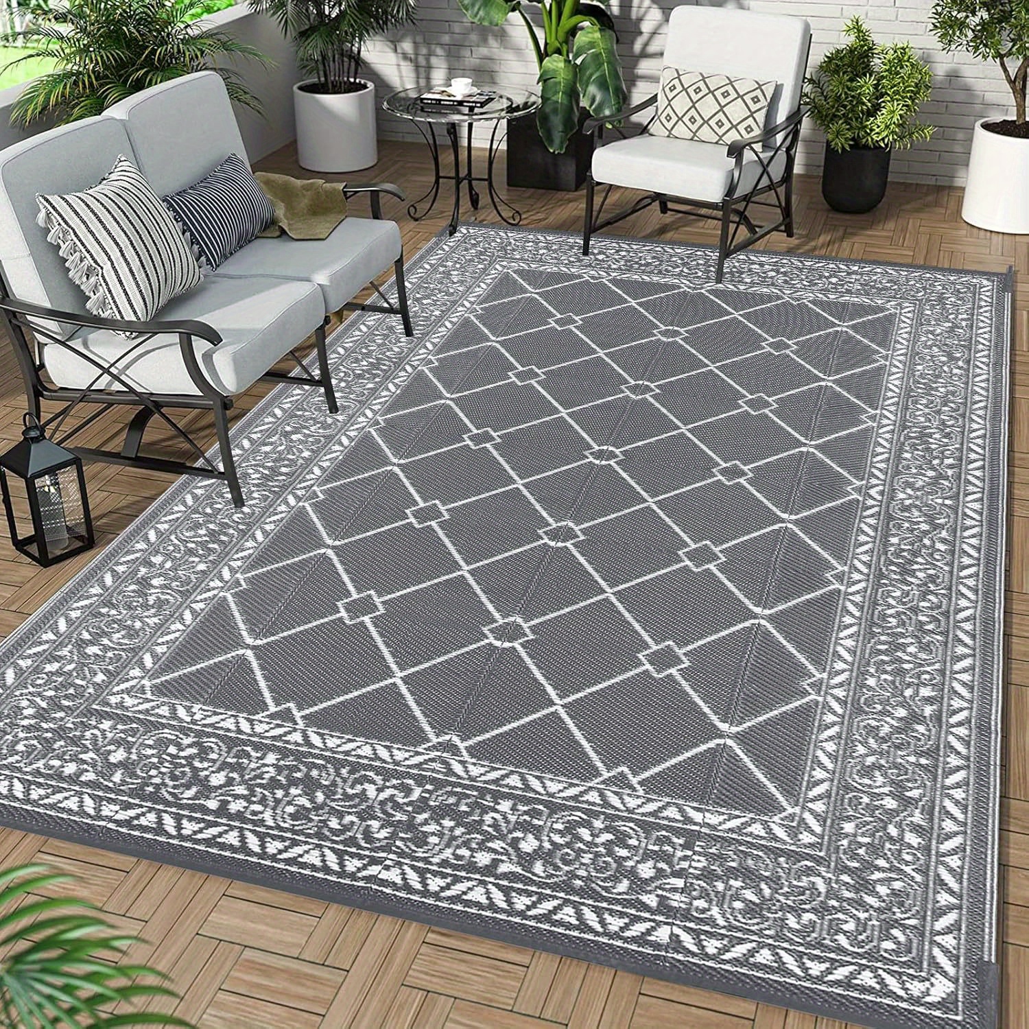 

Outdoor Rugs For Garden Waterproof, Reversible Plastic Patio Foldable Mat, Portable Easy Cleaning Carpet Rug, Heavy Duty Picnic Area Straw Rug For Camping Beach Deck Or Living Room