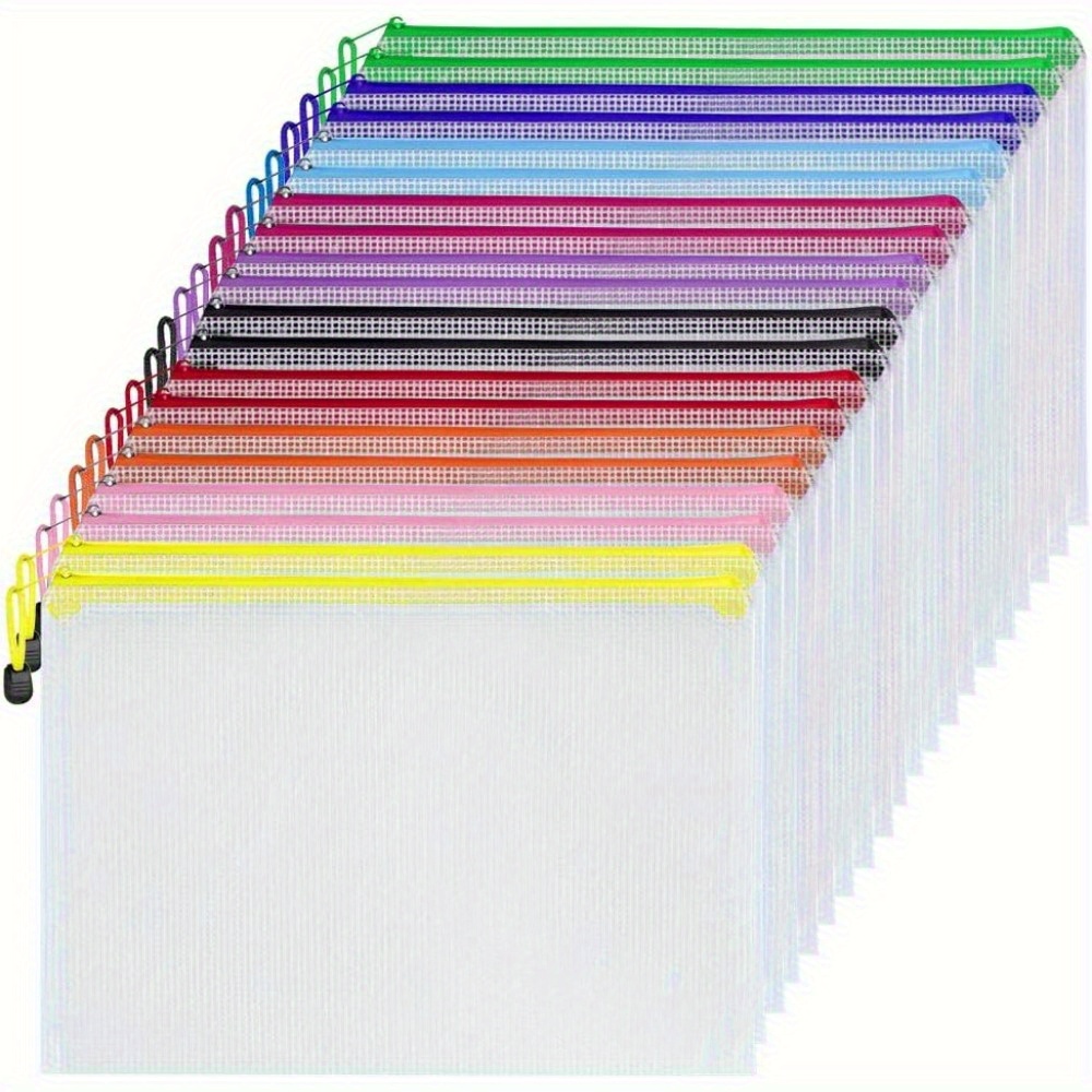 TEMU Plastic Wallets A4 Zip Wallets Ziplock Bags Zipper Bag Zipped Document Folder - 20pcs