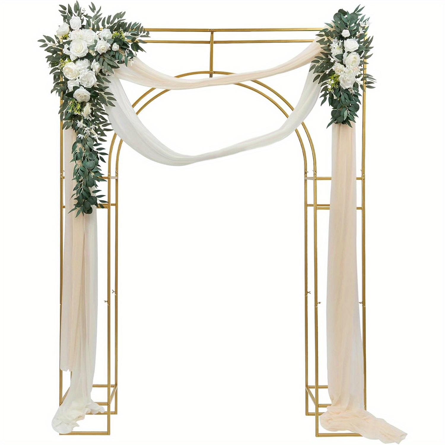 

7.9ft Wedding Arch Backdrop Stand, Balloon Arch Kit, Square Metal Balloon Arch Stand, Gold Wedding Arches For Ceremony, Wedding Birthday Party, Anniversary Decoration