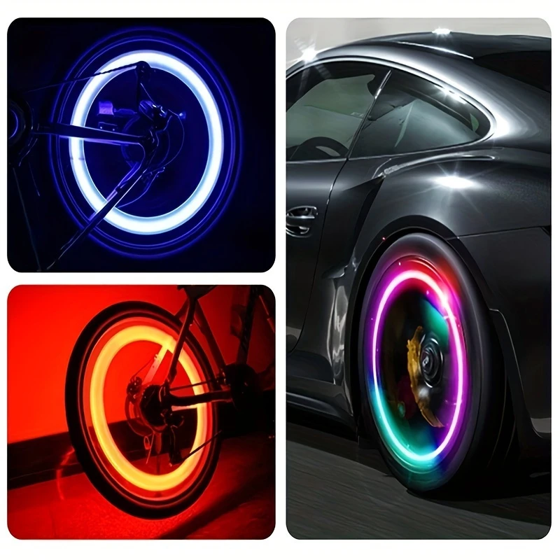 4pcs colorful spinner bike wheel lights durable pvc battery powered tire hub decorations 1 pair details 2