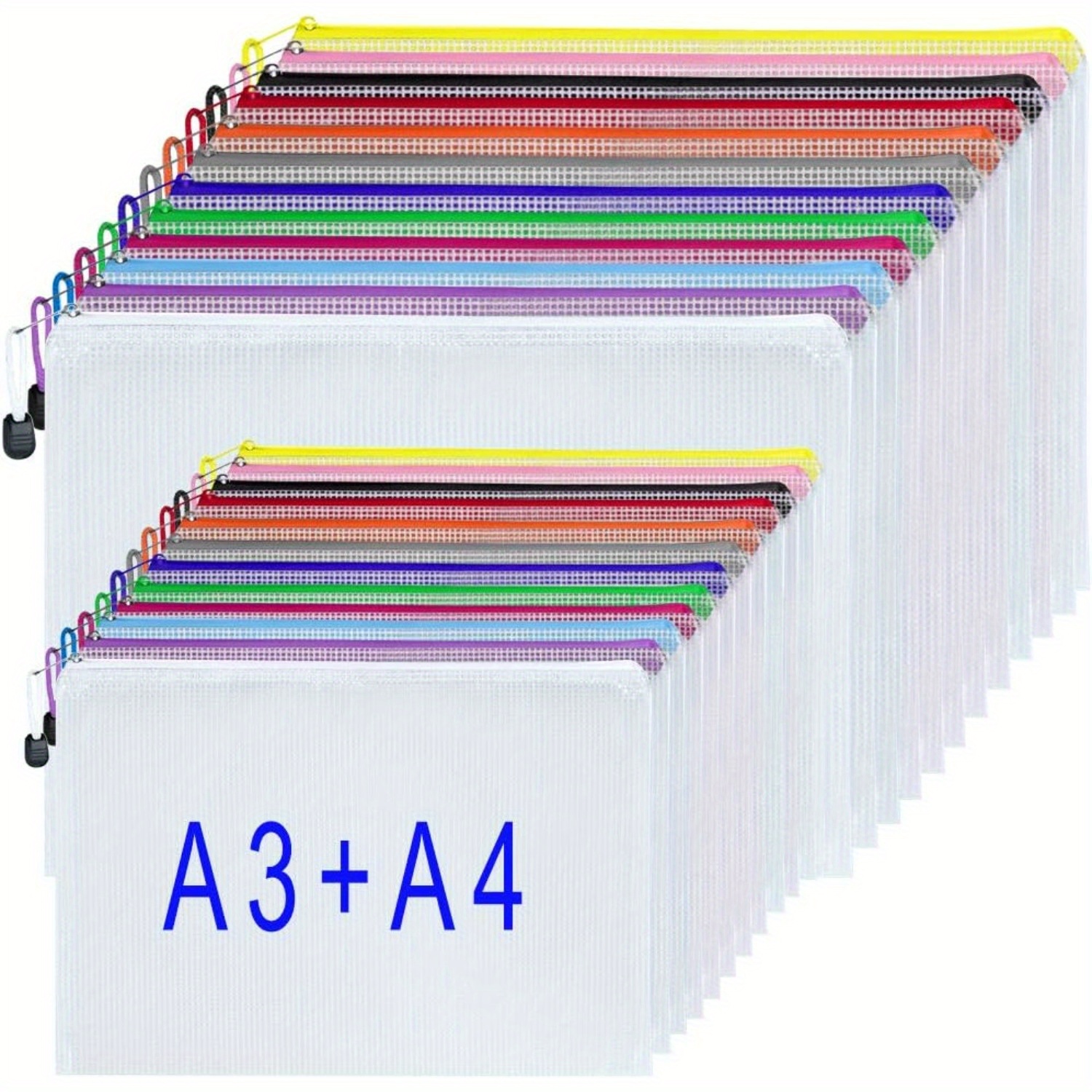 TEMU 24pcs - Wallets A4 Zip Wallets Zip Document Folder Large Zipper File Bags (a3/ A4)
